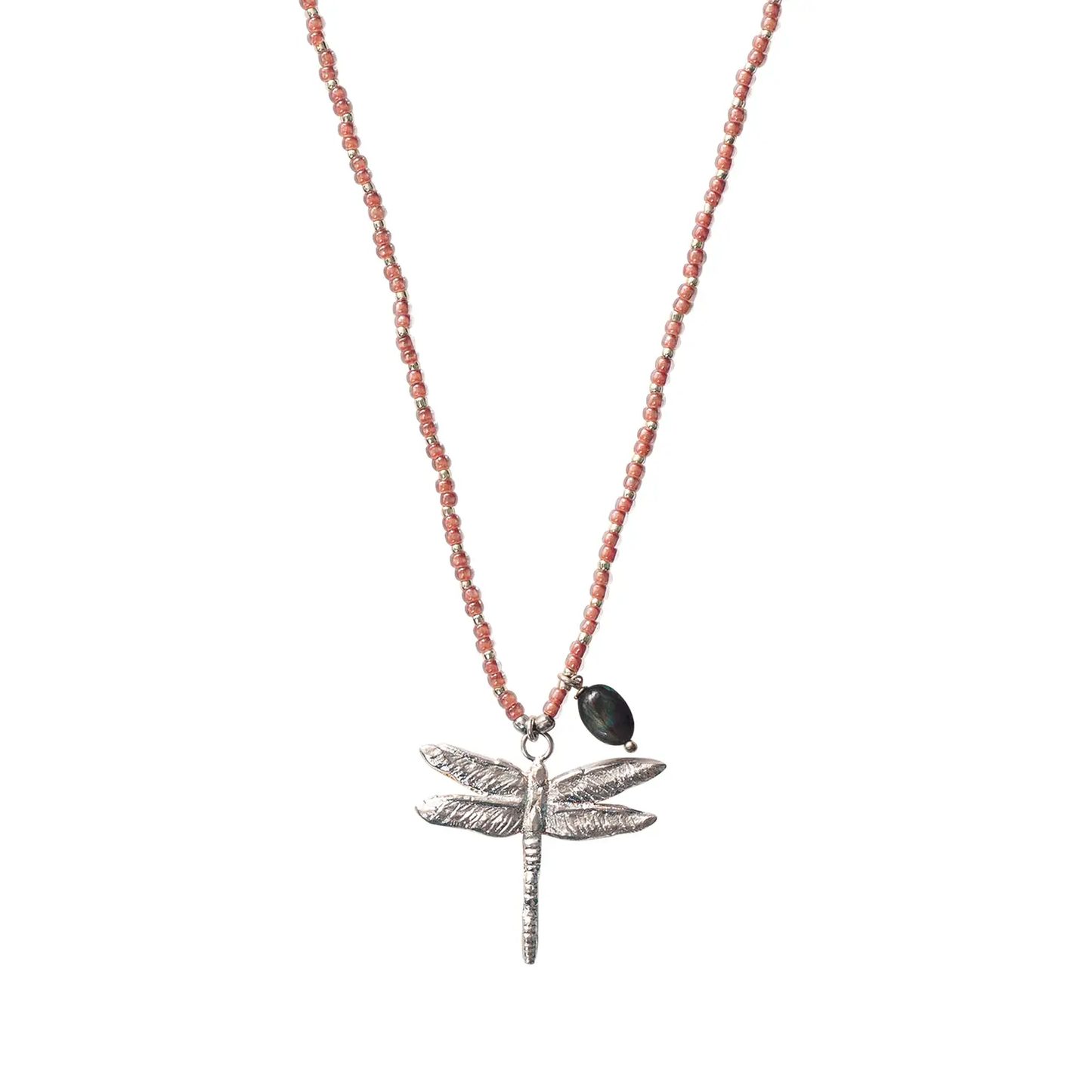 Labradorite Dragonfly Necklace-Silver
