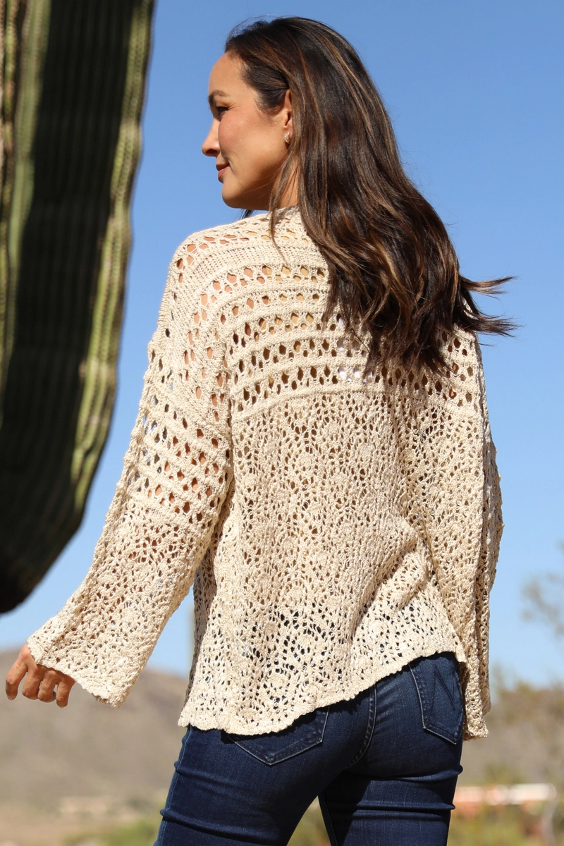 Open Knit Cardigan Sweater