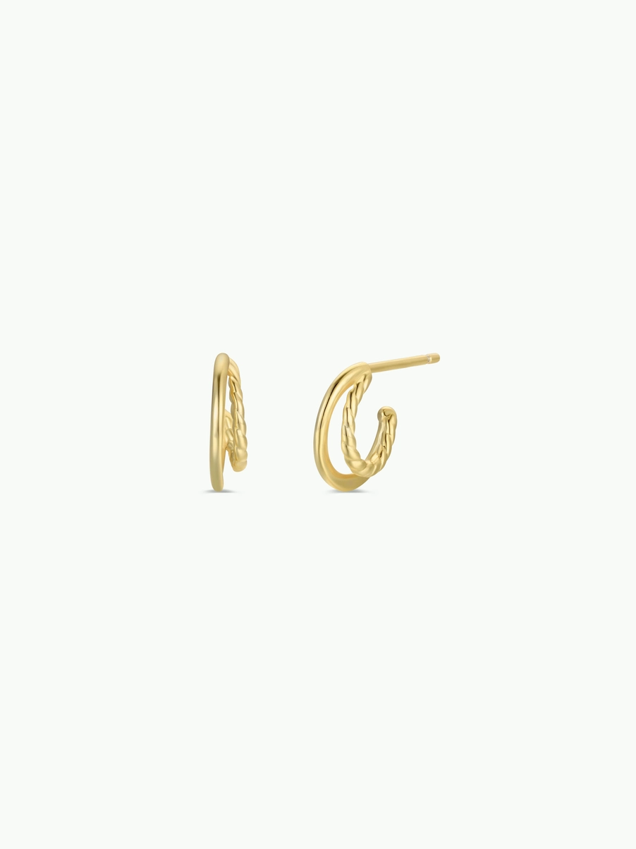Double Gold Hoop Earrings