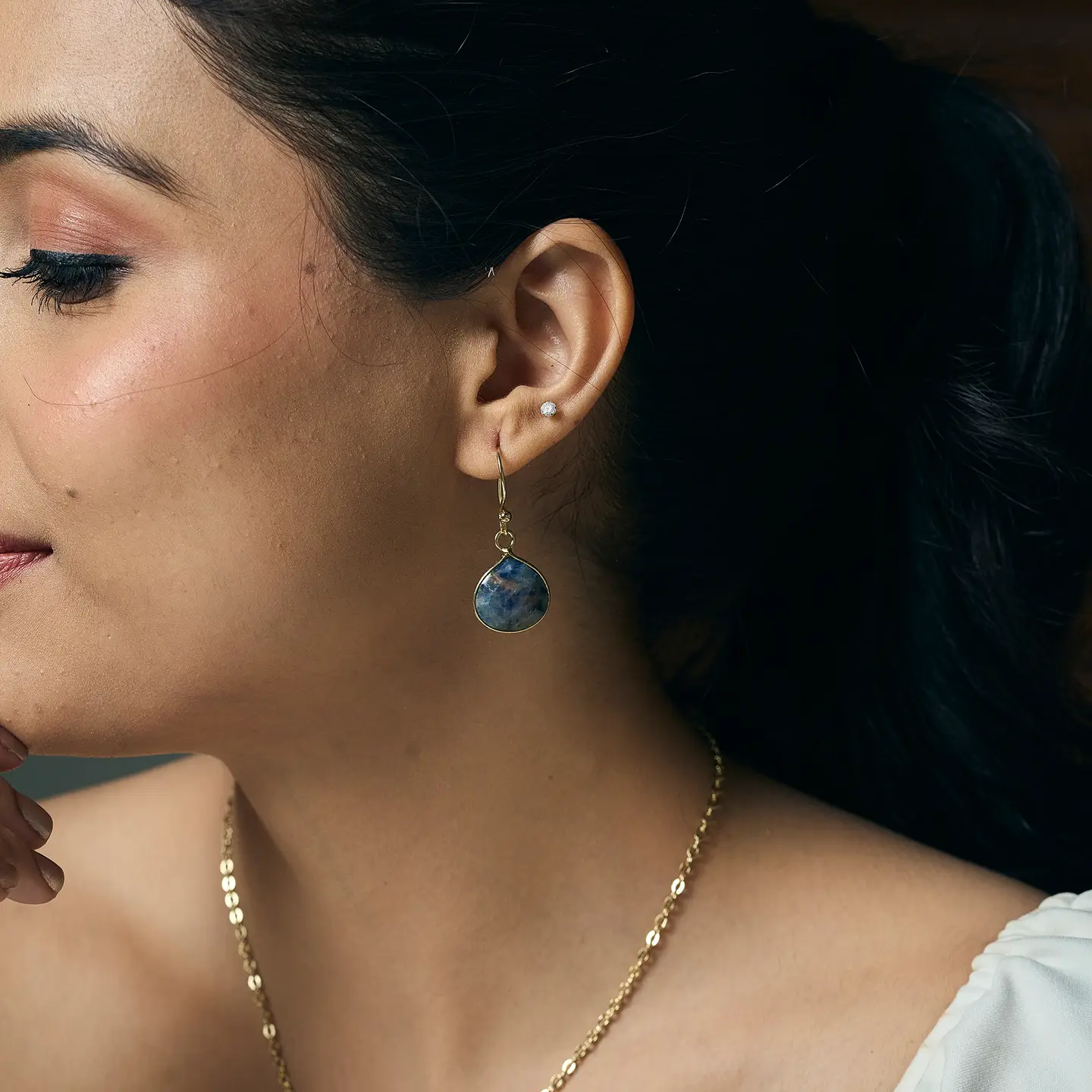Gold Plated Semi-Precious Stone Earrings