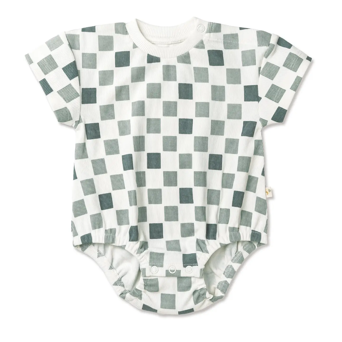 Organic Short Sleeve Bubble Romper - Chequered