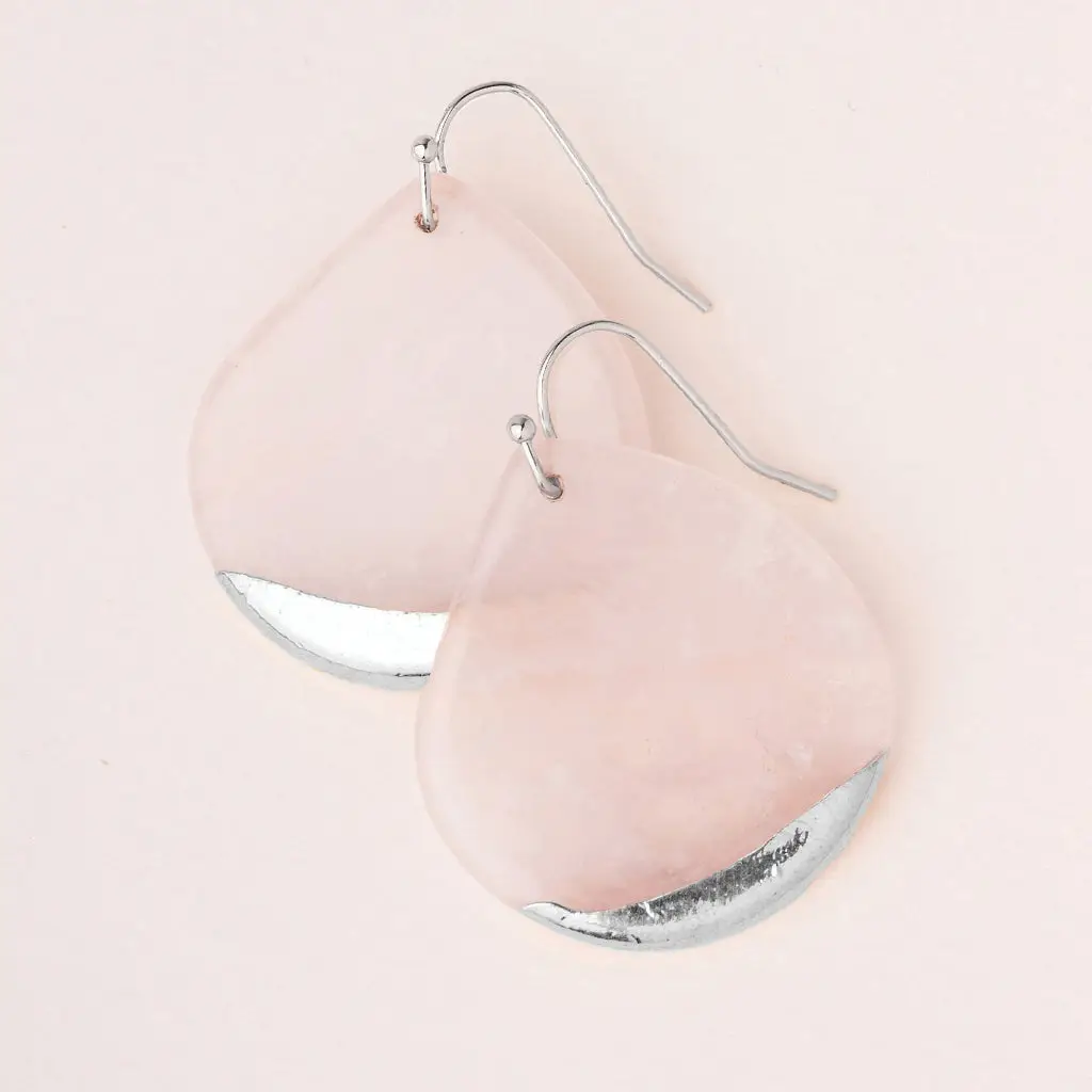 Stone Dipped Earrings Rose Quartz