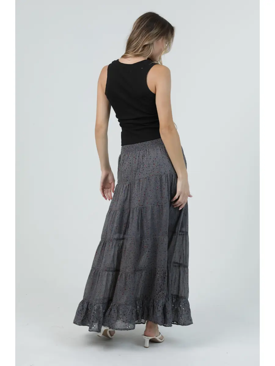 Tiered Skirt With Smocked Waistband