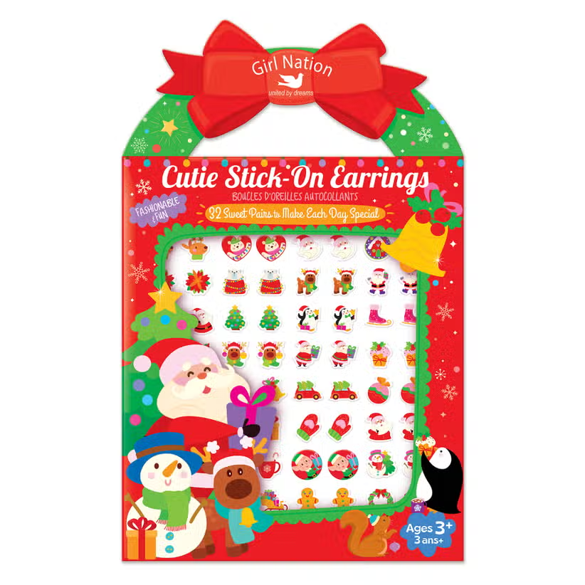 Girls Stick-On Earrings Holly Jolly
