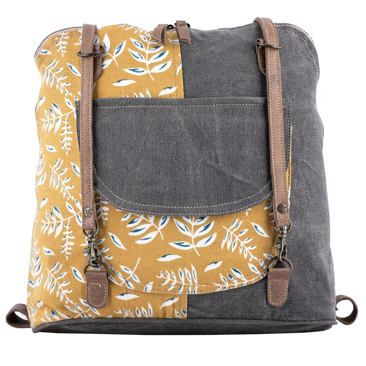 Convertible Tote Bag - Mustard Flowers