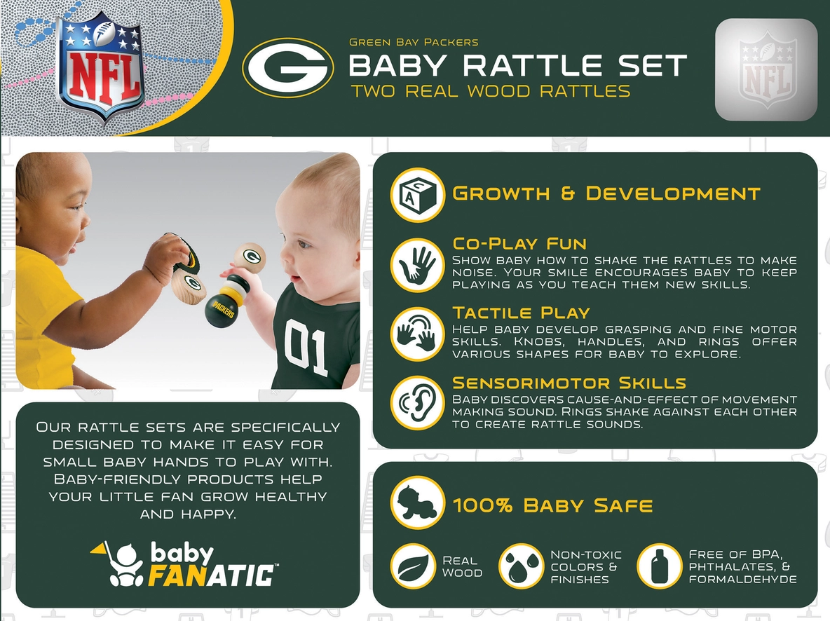 Green Bay Packers NFL Wood Rattle Pack