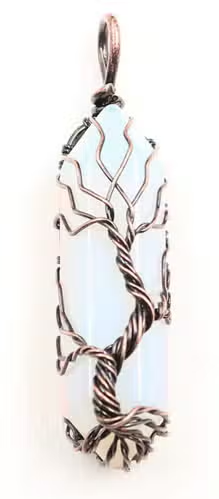 White Opal Skinny Tree Necklace