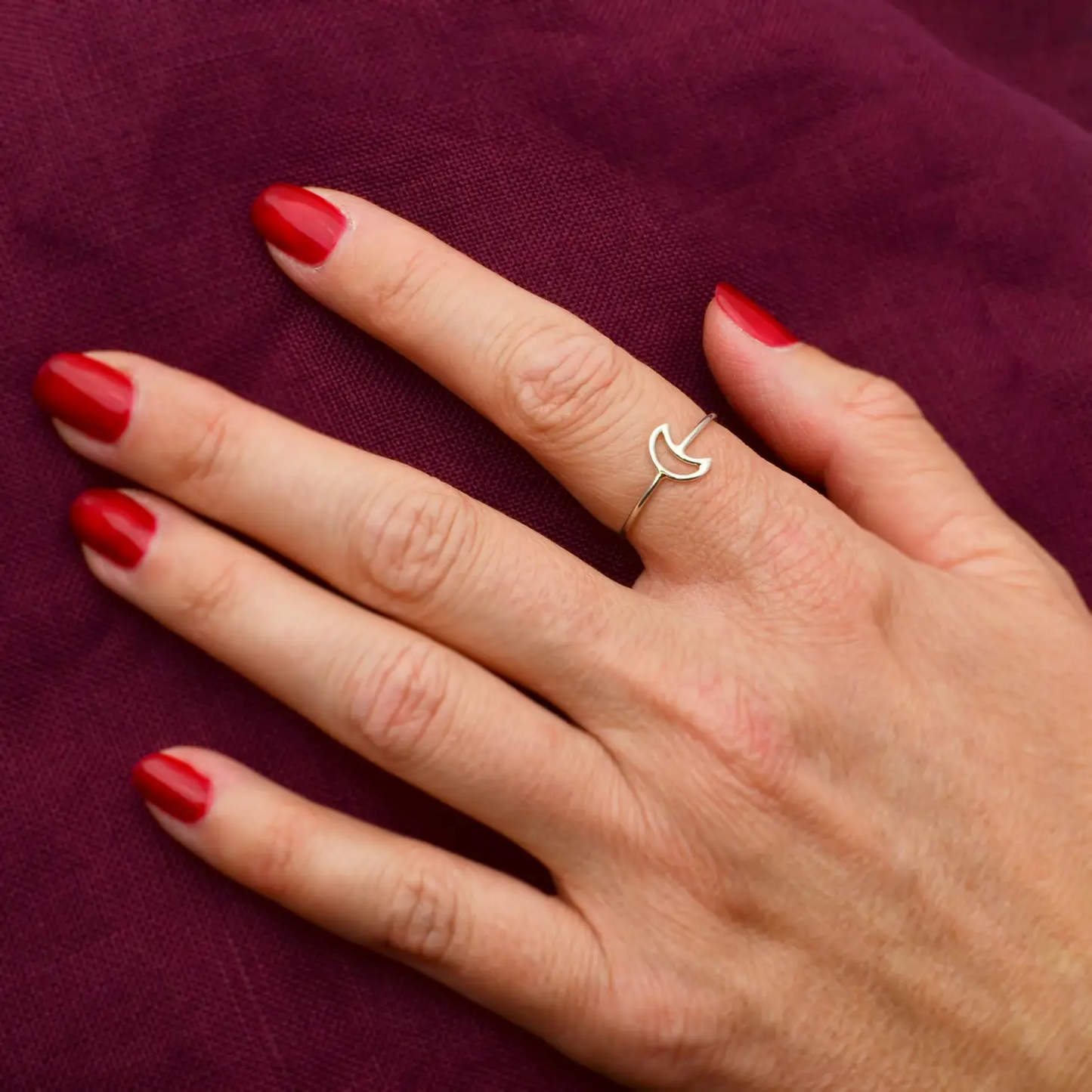 Open Crescent Moon Ring