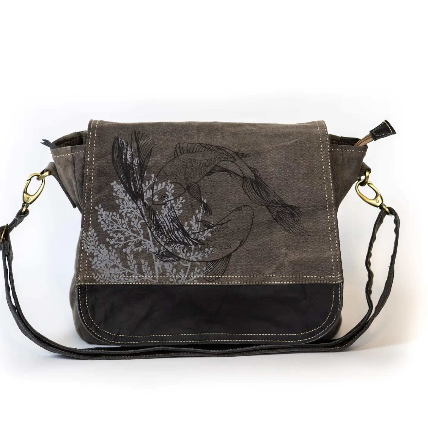 Circle of Koi Canvas Saddle Bag