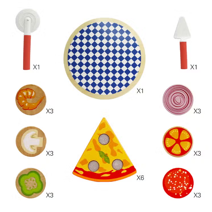 Wood Pizza Play Set