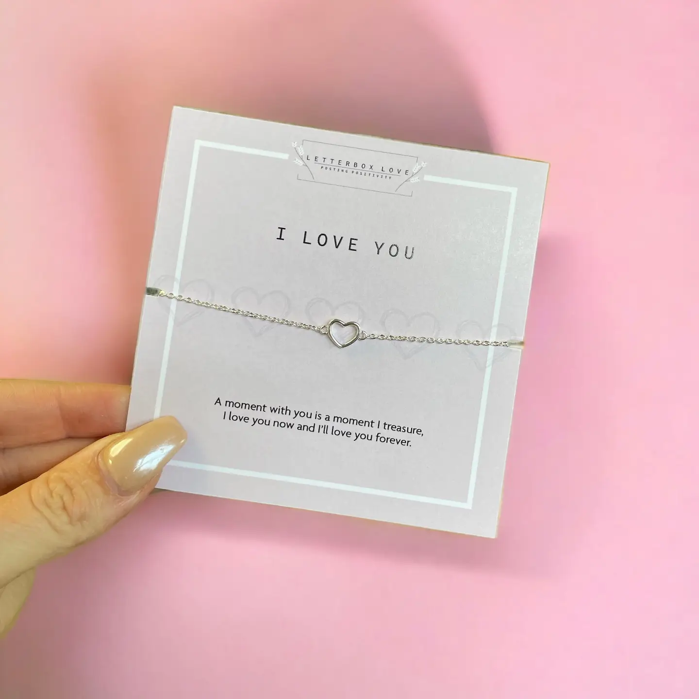 I Love You Silver Heart Bracelet