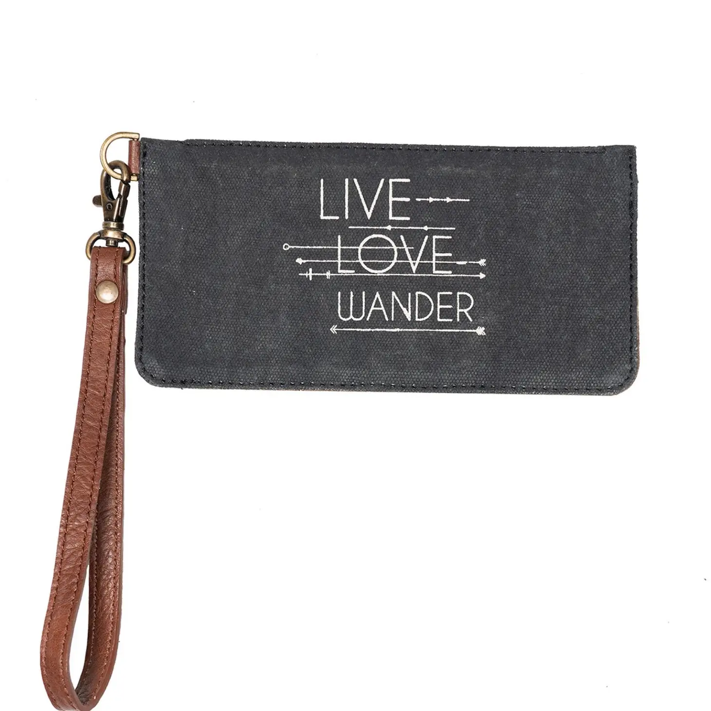 Live Love Wander Canvas Wristlet