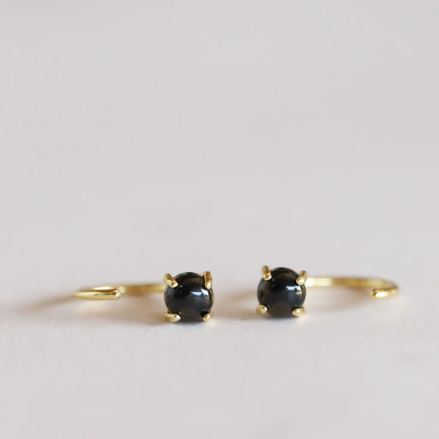 Huggie Earrings - Obsidian