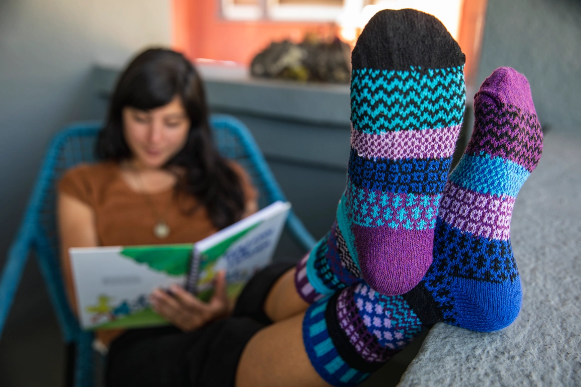 Raspberry Mismatched Crew Socks
