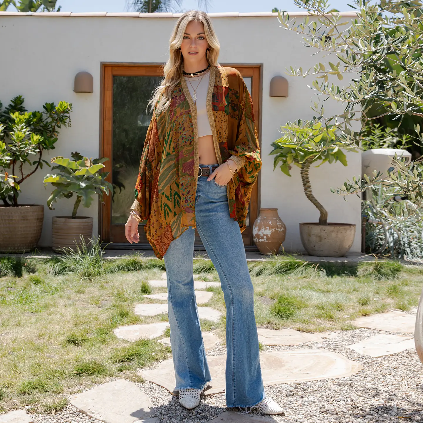 Statement Kimono With Vintage Patches