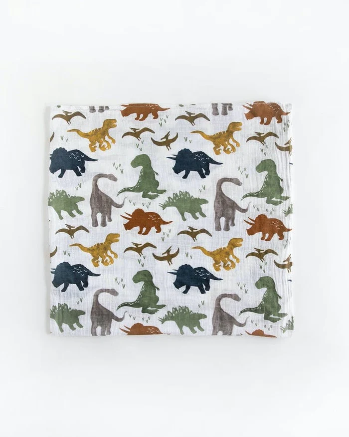 Cotton Muslin Swaddle Dino Friends