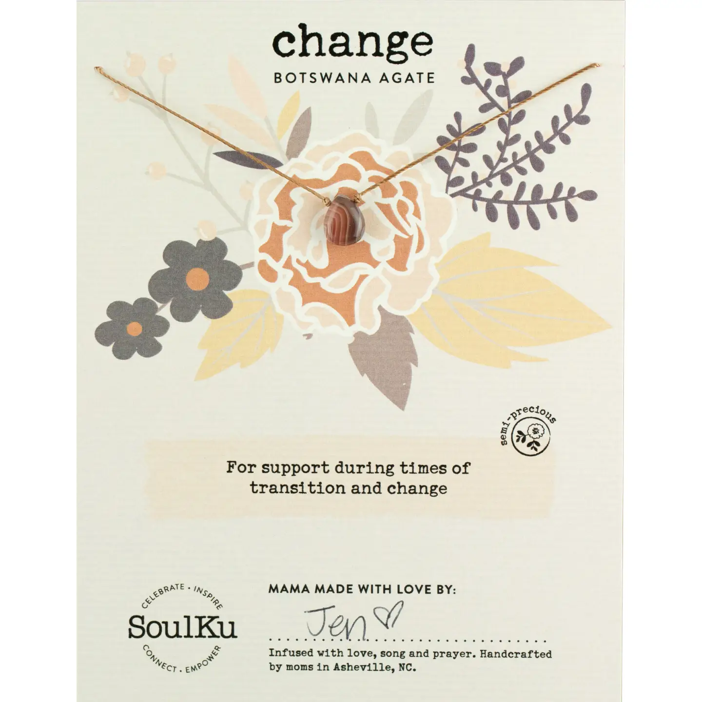 Soul Full Necklace Botswana Agate for Change