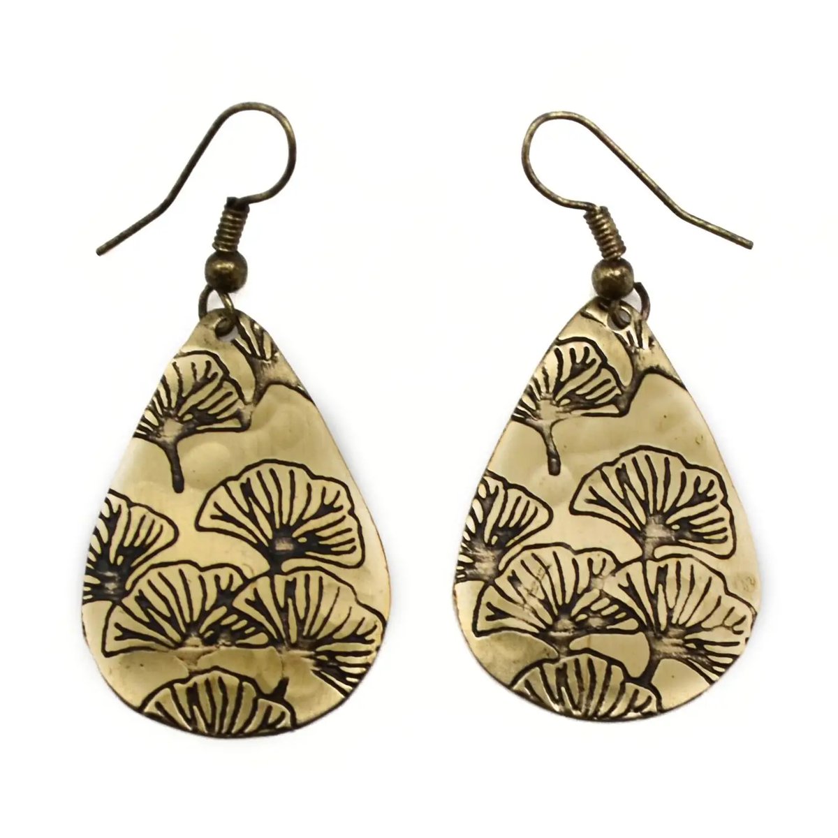 Gingko Leaves Brass Earrings