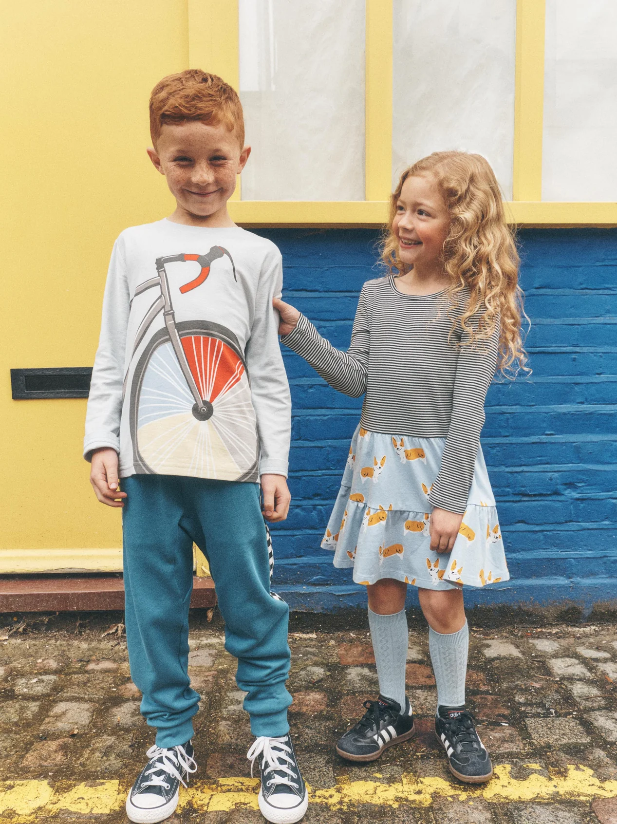 Girls Cutie Corgis Tiered Dress