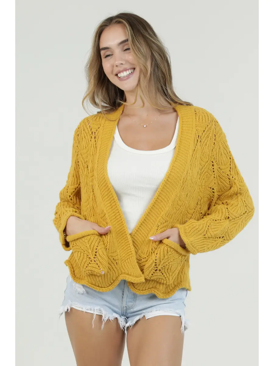 Wavy Hem Sweater Cardigan