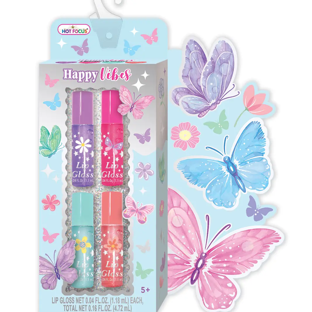 Girls Happy Vibes Butterfly Lip Gloss Set