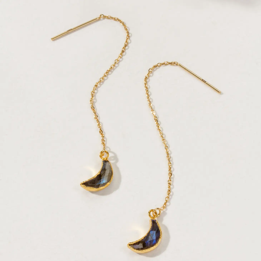 Eclipse Threader Earrings Labradorite - Gold