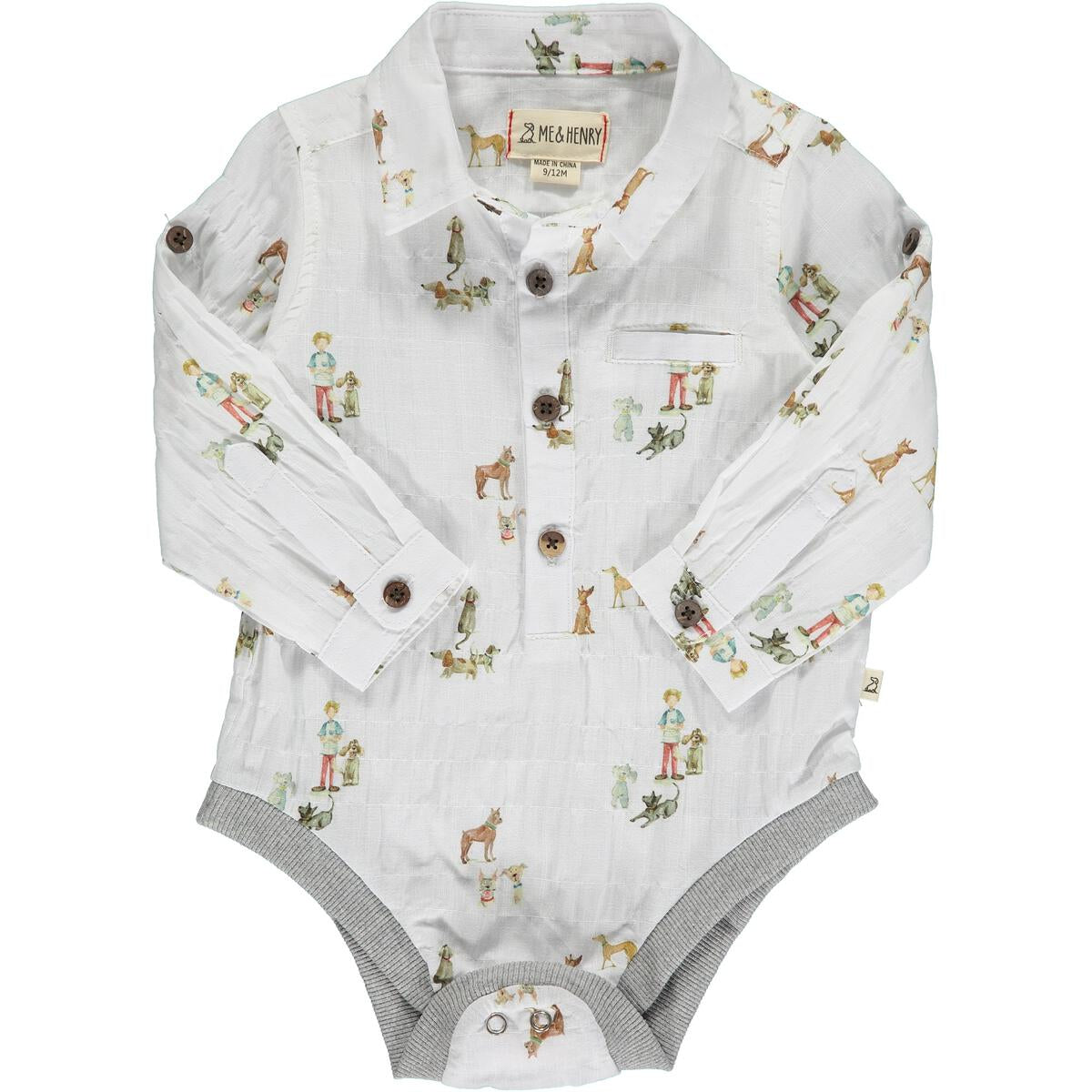 Baby Dog Henry All Over Long Sleeve Onesie