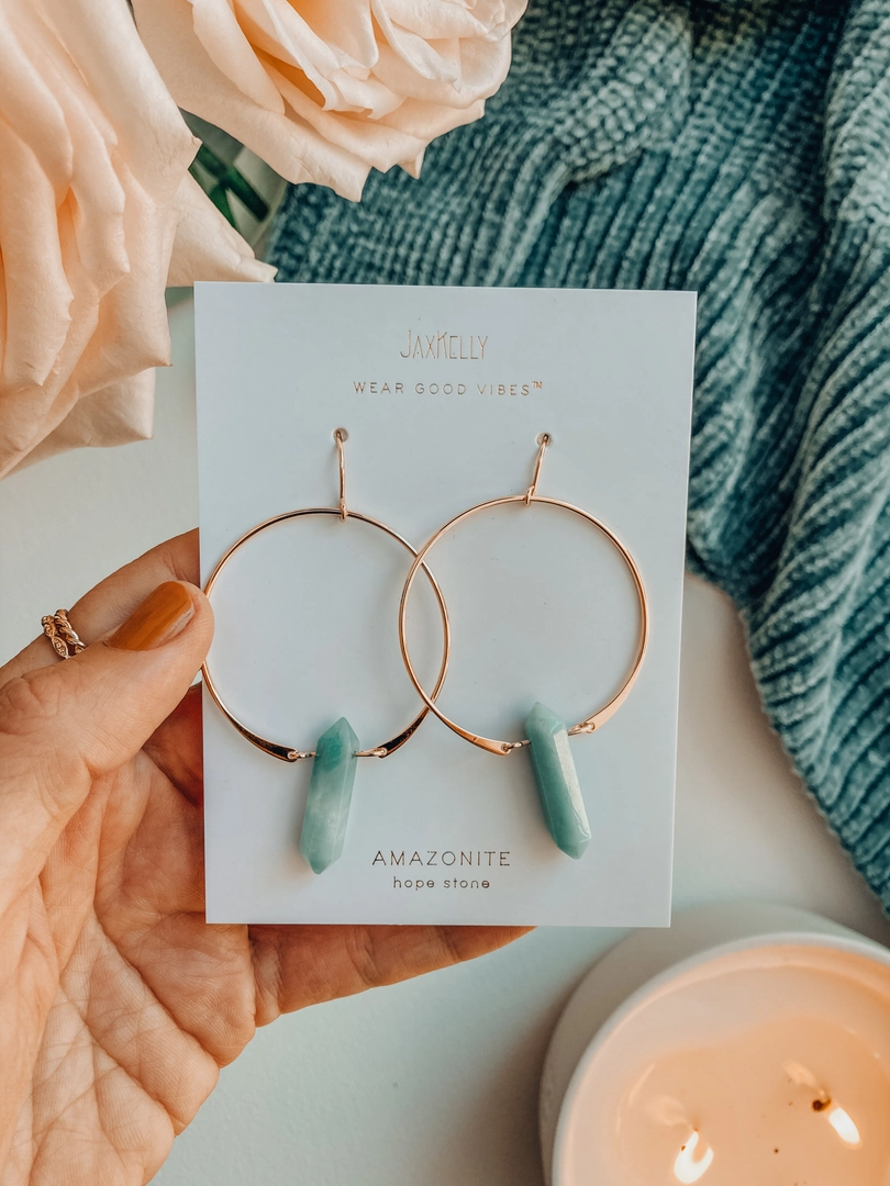 Amazonite Hoop Earrings