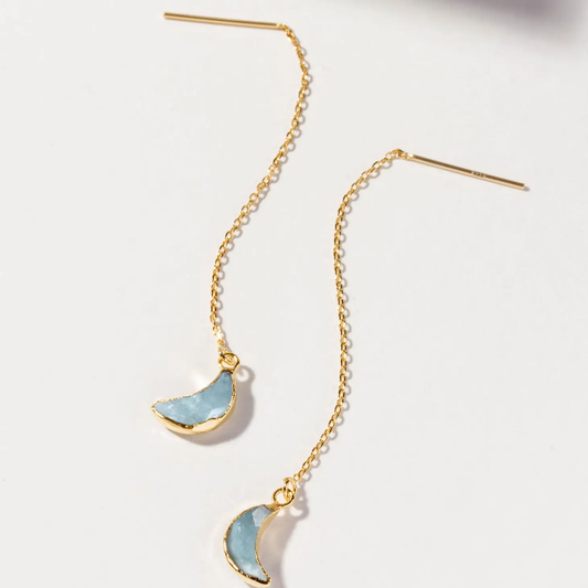 Eclipse Threader Earrings Aquamarine - Gold