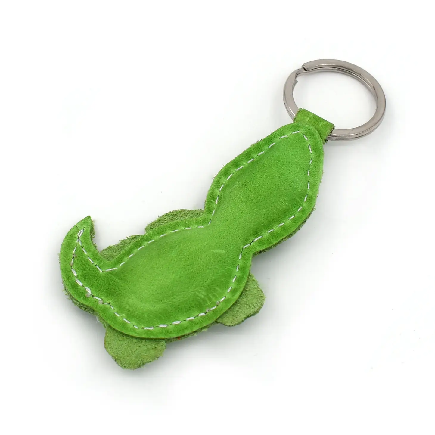 Green Lizard Leather Keychain