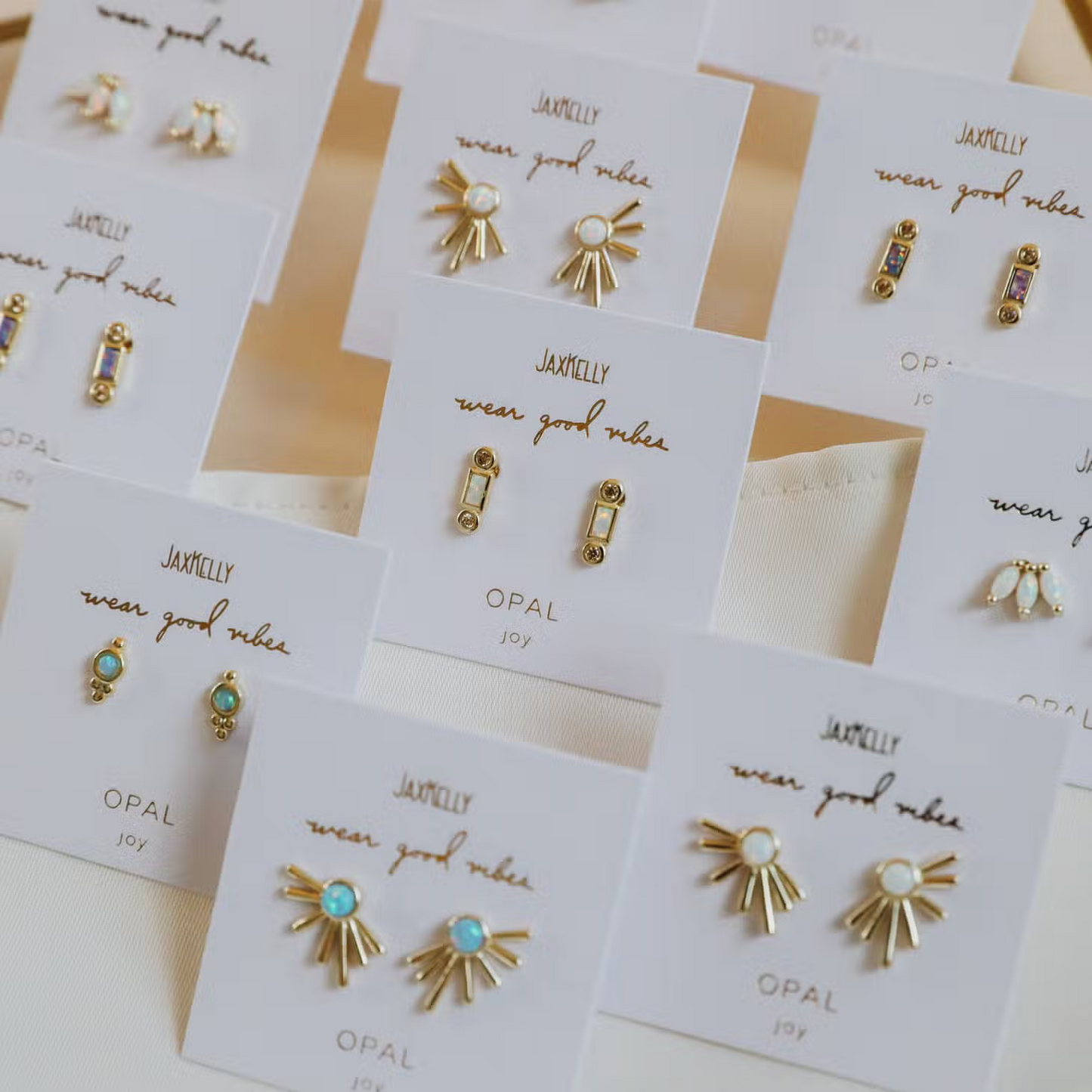 Tri Ball Stud Earrings - Fire Opal