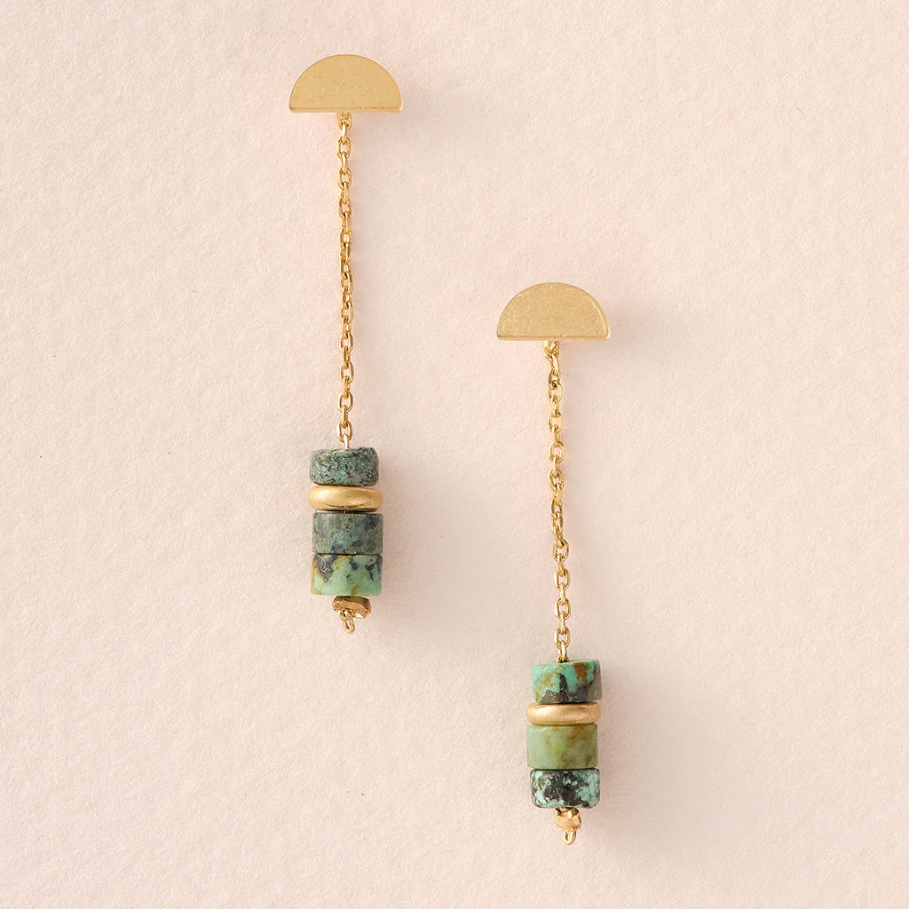 Stone Meteor Threaded Earrings - African Turquoise