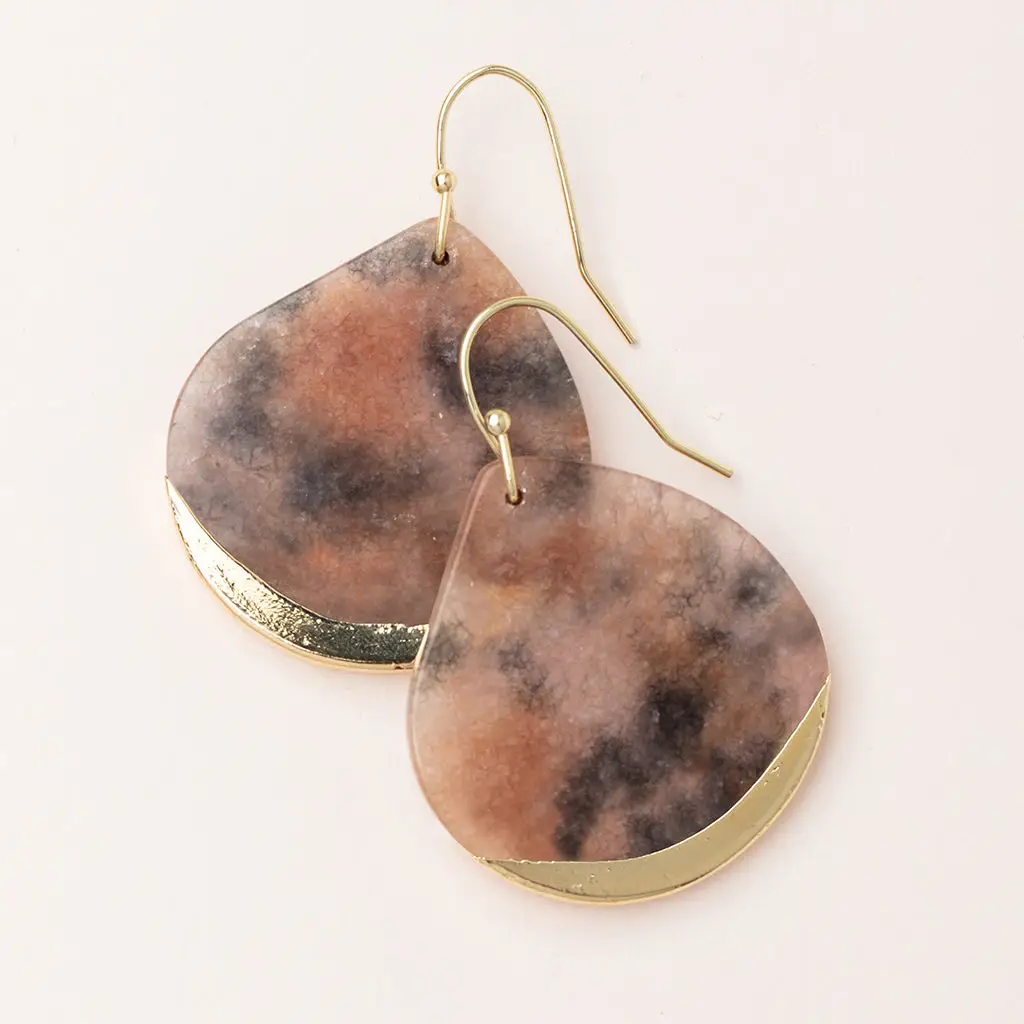 Stone Dipped Earrings PinkAgate