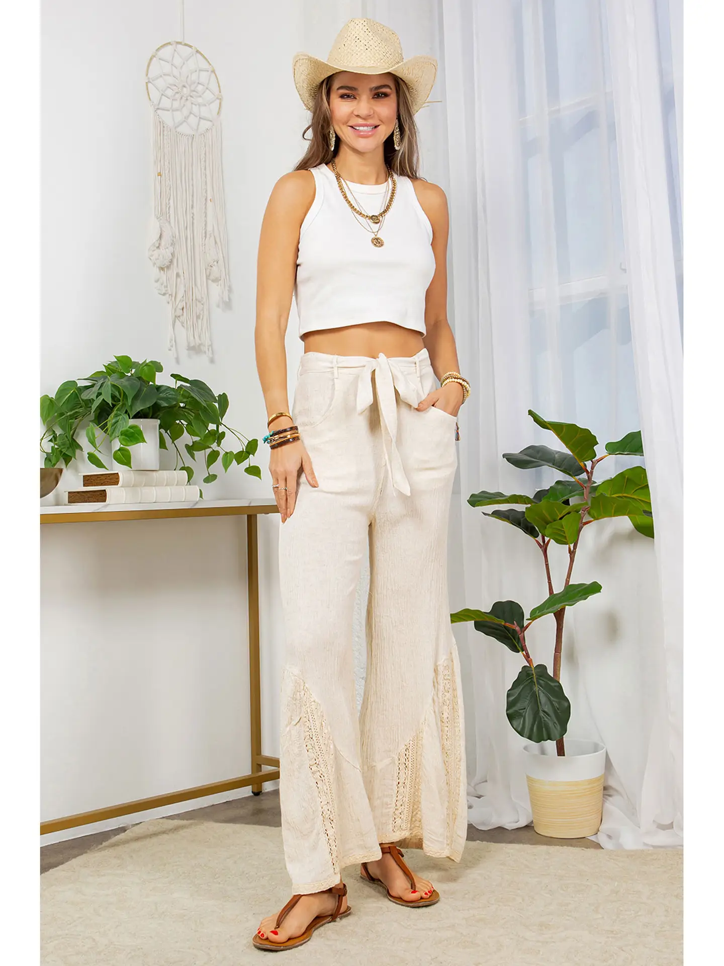 Desert Sunset Bell Bottom Linen Pants