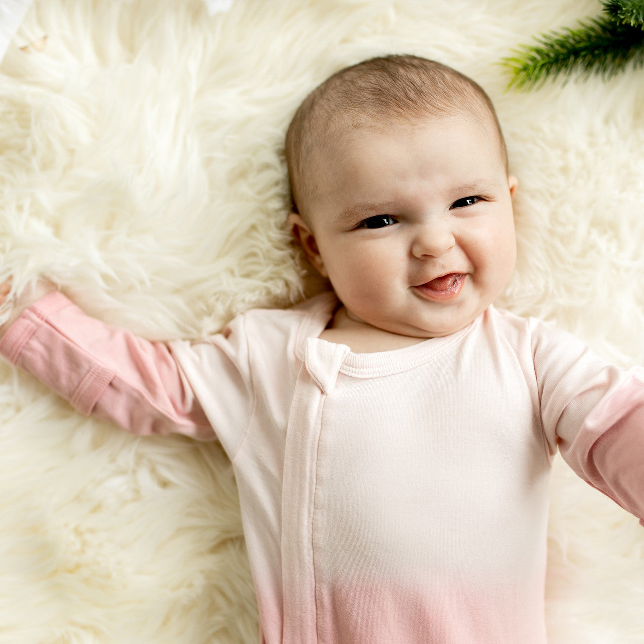 Baby Girl Pink Dip Dye Zipper Footie