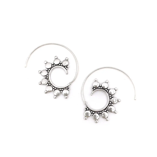 Open Hoop Earrings Silver Circles/Dots