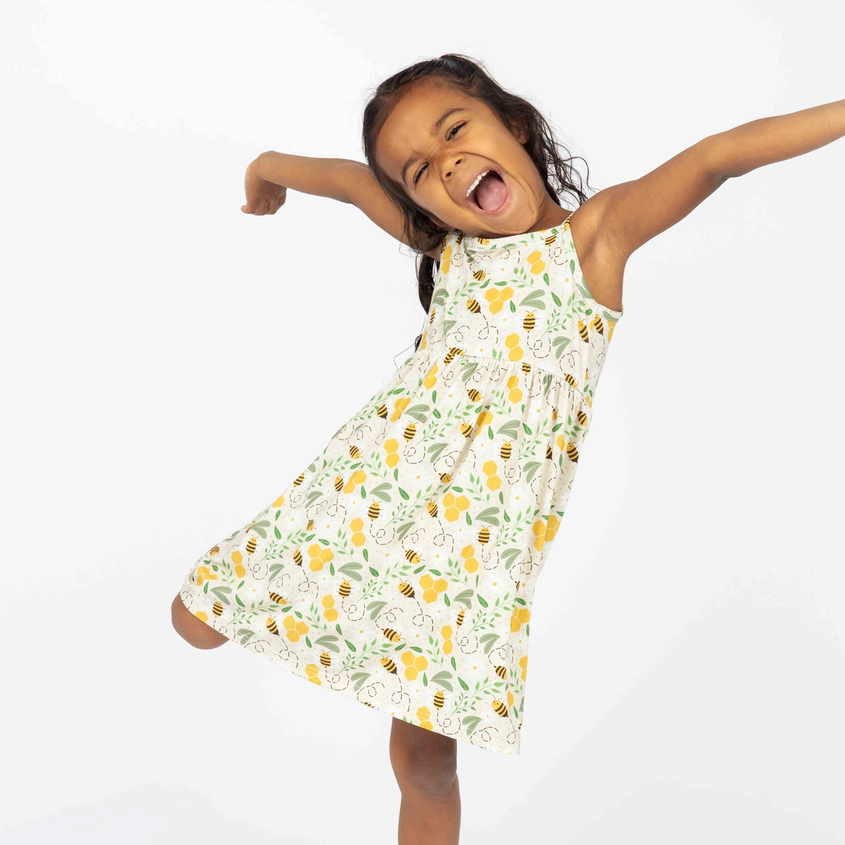 Girls Happy Honey Bees Bamboo Dress