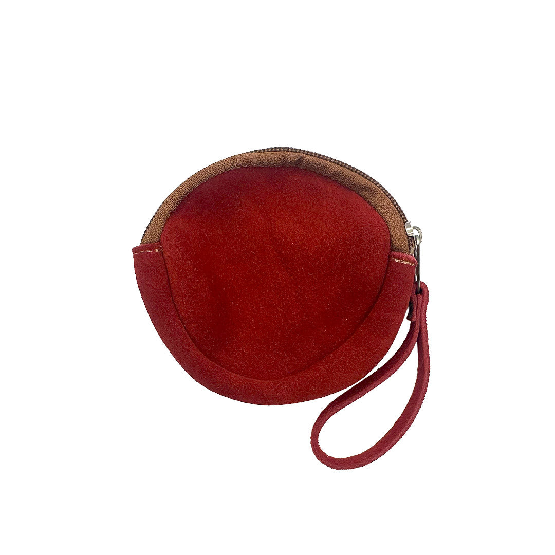 Round Embroidered Floral Leather Coin Purse