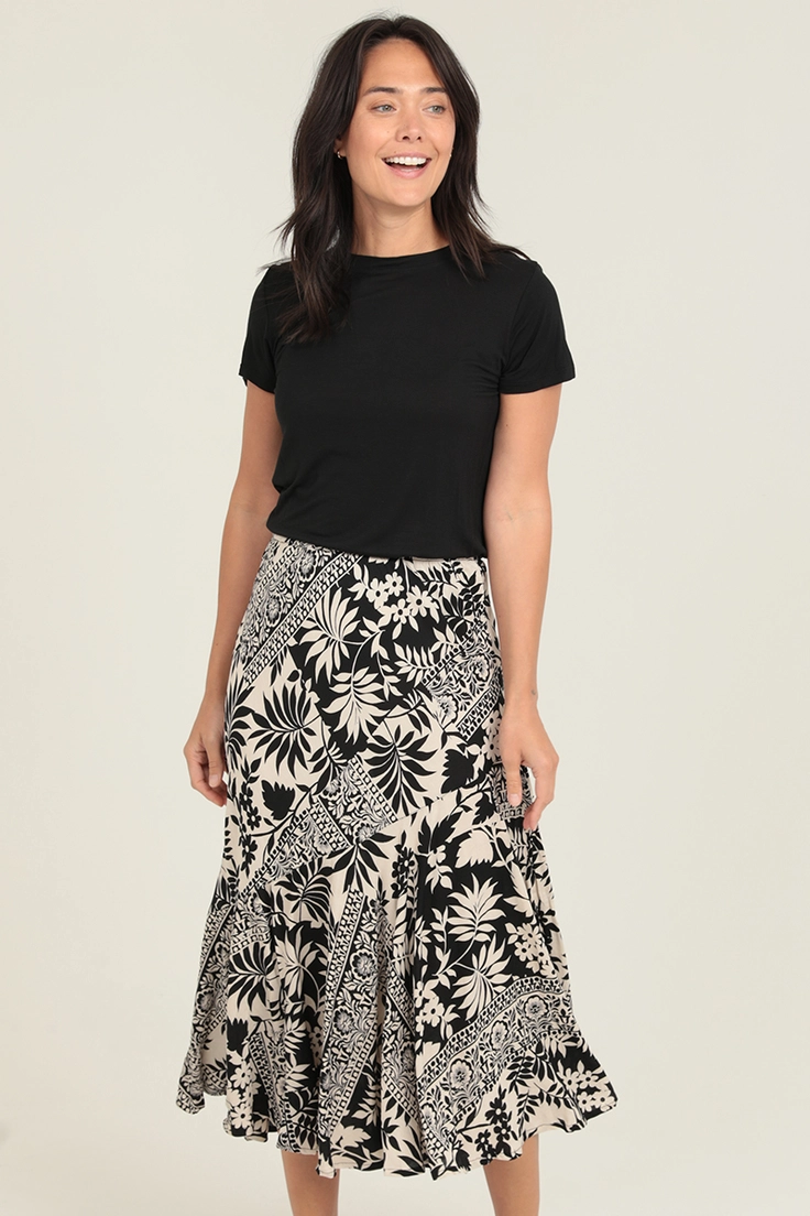 Geometric Tropical Print Skirt