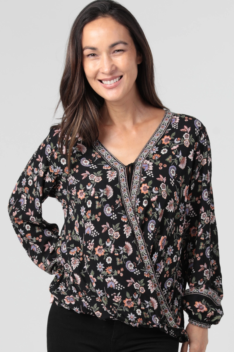 Tie Neck Long Sleeve Blouse