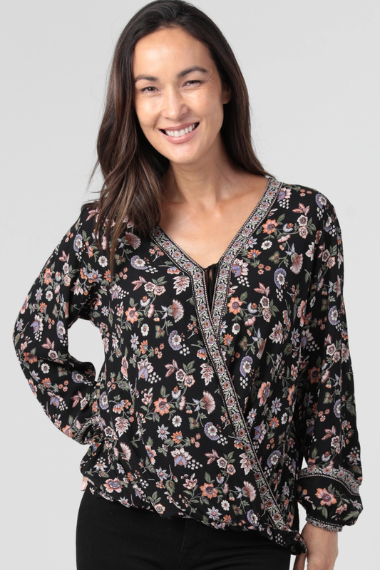 Tie Neck Long Sleeve Blouse
