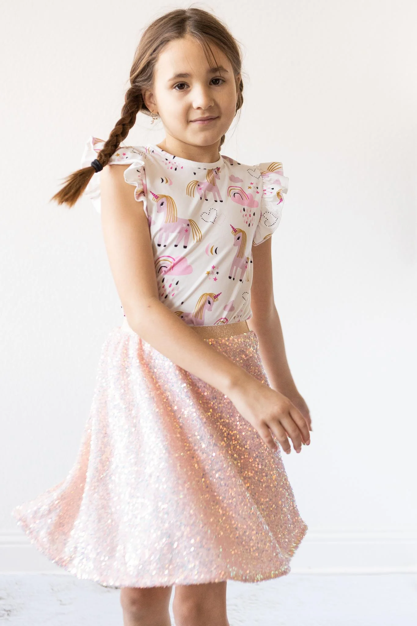Girls Peach Sequin Skirt - Peach