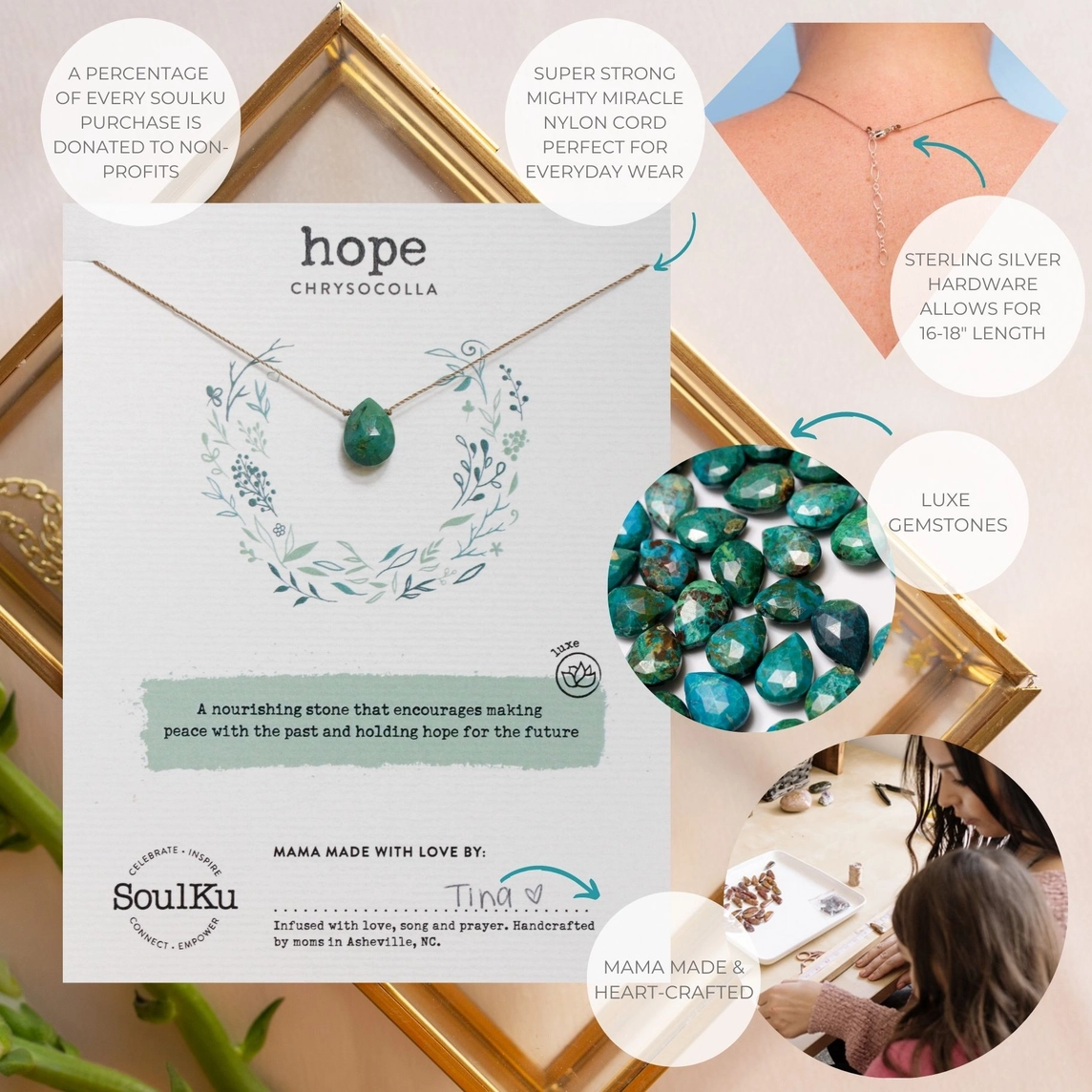 Luxe Necklace Chrysocolla for Hope