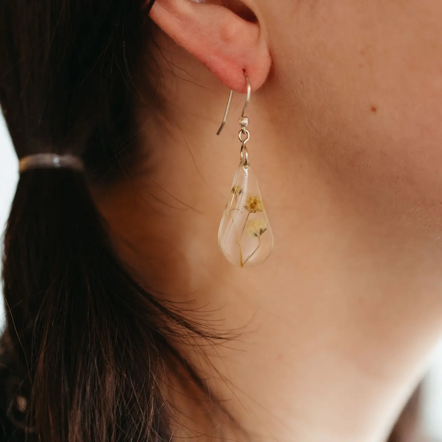 White Rain Flower Earrings