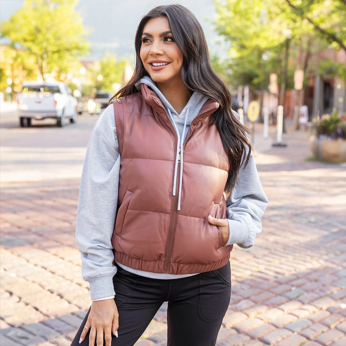 Butter Faux Lather Puffer Jacket/Vest