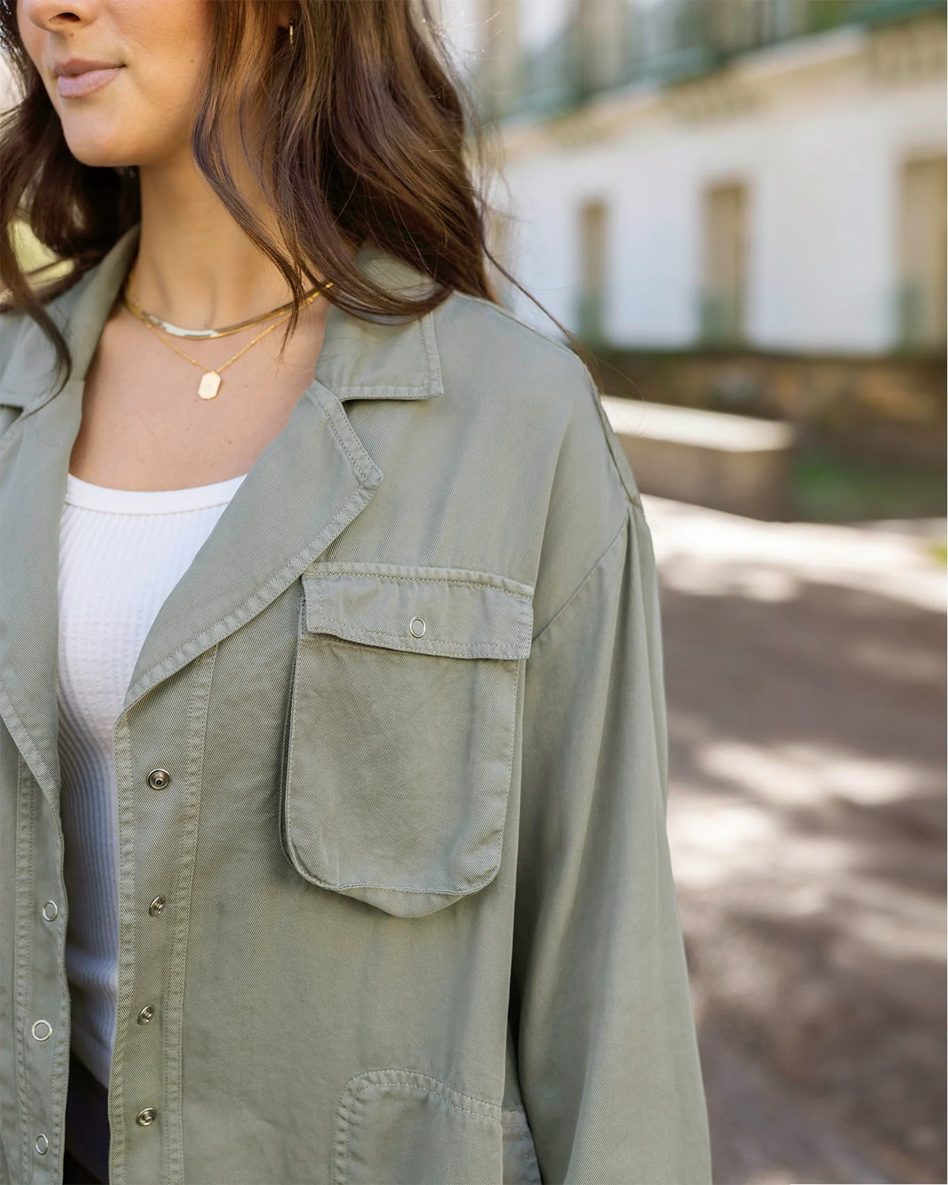 Tencel Utility Shirt Jacket