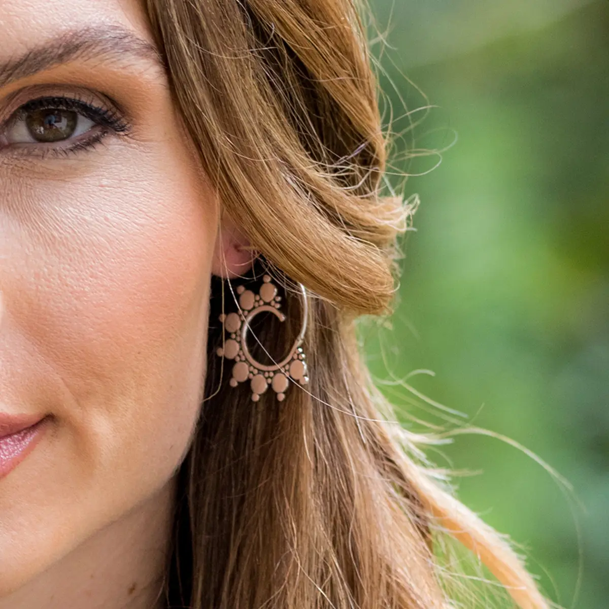 Open Hoop Earrings Silver Circles/Dots