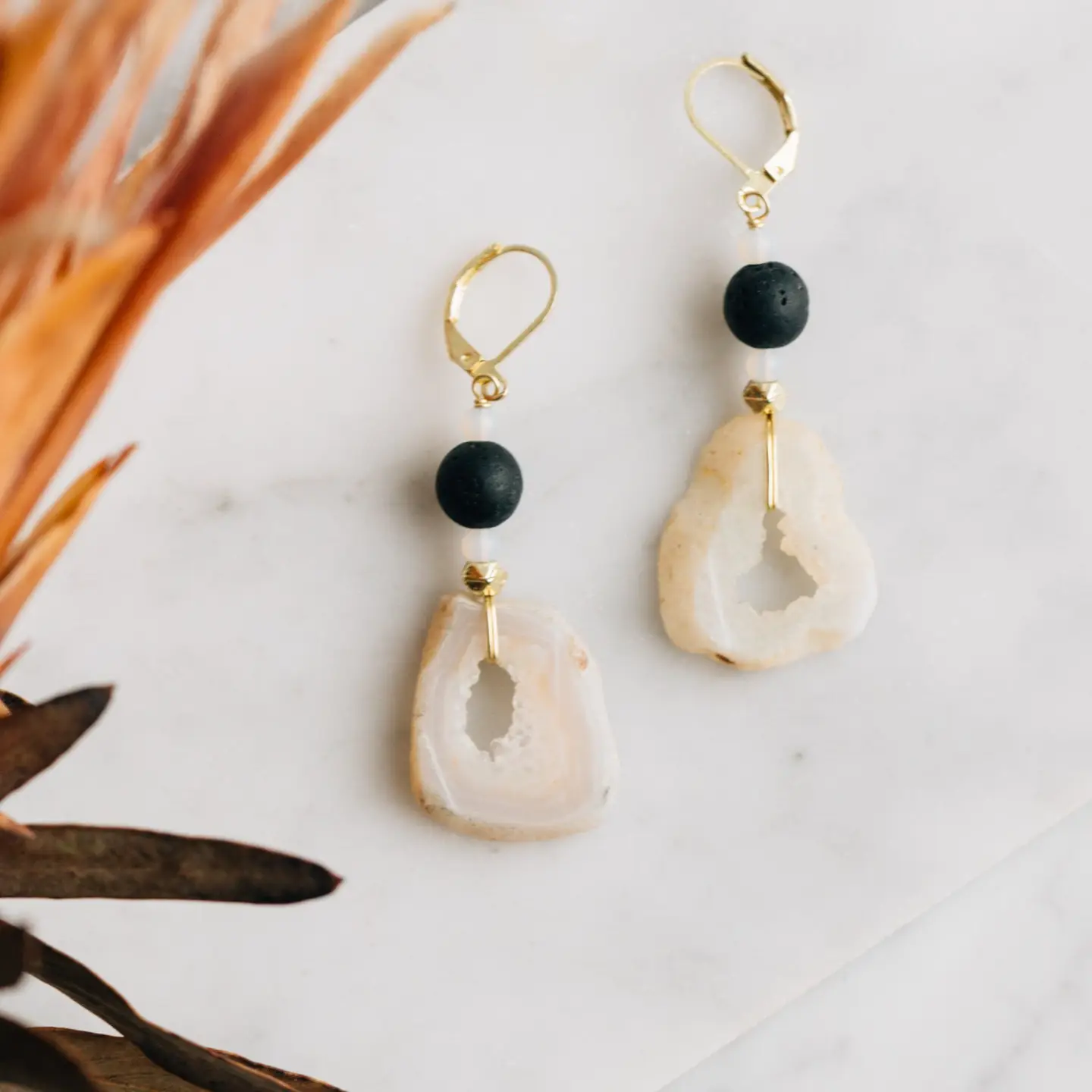 Parvati Druzy Stone Drop Earrings