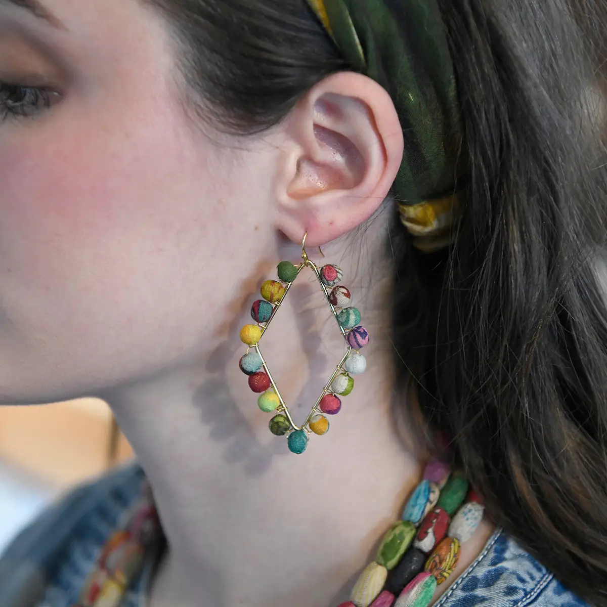 Kantha Dotted Diamond Earrings