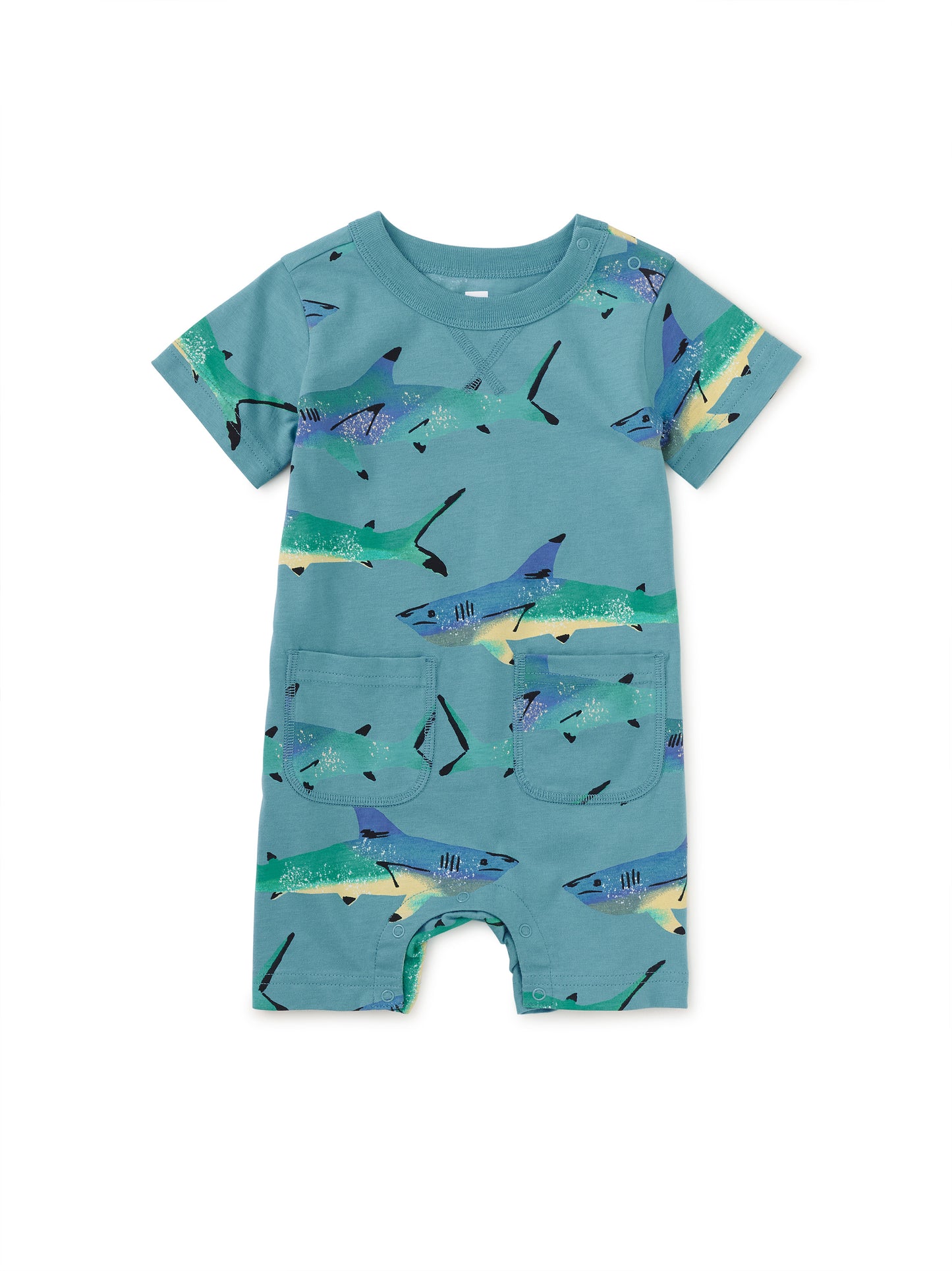 Painted Shark Pocket Baby Romper